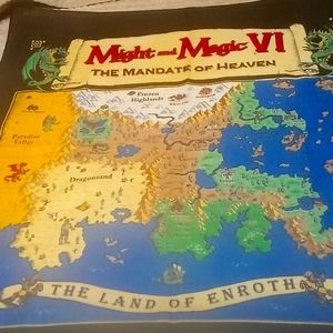 Rare 1998 Limited Edition Might and Magic VI The Mandate of Heaven Cloth Map